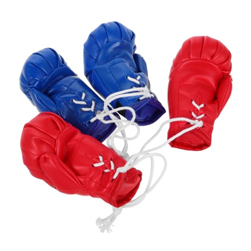 SOLUSTRE 4 Stück Miniatur Boxhandschuhe Teilig Rot Blau Realistische Deko Anhänger Fürs Auto Büro Fitness Training und Sammeln für Boxfans von SOLUSTRE