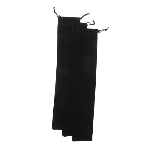 SOLUSTRE 4 Stück Schwarze Handgefertigte Faltfächer Taschen aus Weichem mit Zugband Kompakter Schutzbeutel für Handfächer Staubdicht Reisetauglich und Eleganter Organizer von SOLUSTRE