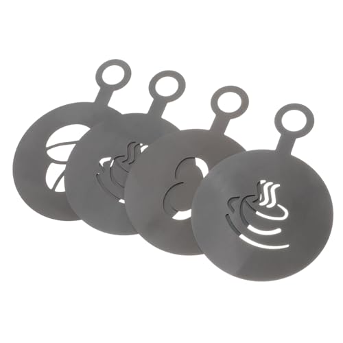 SOLUSTRE 4 Stück Teiliges Cappuccino Latte Schablonen Waschbare Kaffeestencil Vorlagen für DIY Bar Zubehör Wiederverwendbare Kaffee Latte Art Tools für Kaffeeliebhaber und Kaffeebar von SOLUSTRE