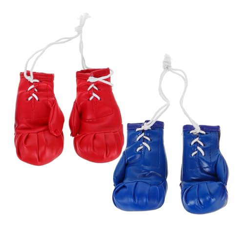 SOLUSTRE 4 Stück Teiliges Mini Boxhandschuhe Rot und Blau Dekorative Miniatur Boxhandschuhe Schlüsselanhänger Anhänger Tragbares Box Training Accessoire Sammelobjekt und Party Deko von SOLUSTRE