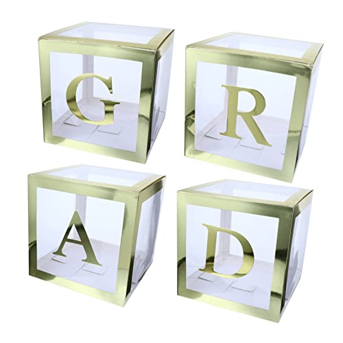 SOLUSTRE 4 Stücke Boxen Brief Luftballons Fällen Goldene Gold Boxen Papier Graduierung Ornamente Fotografie Prop von SOLUSTRE