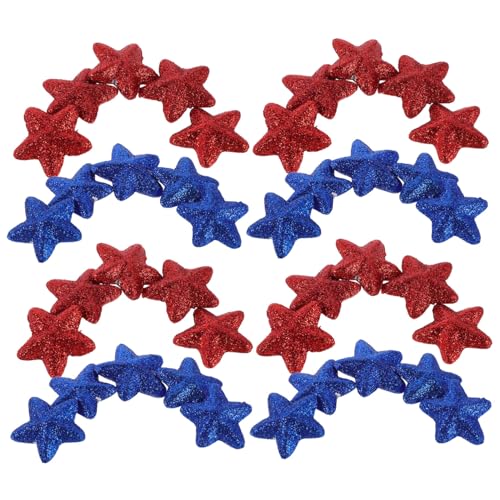 SOLUSTRE 40stücke Glitzerstern-dekoration Für Unabhängigkeitstag Mini-stern-ausschnitt Für Patriotische Zeichen Party-dekoration Tischdeko Bastelmaterial von SOLUSTRE