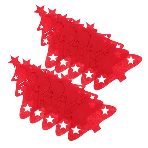 SOLUSTRE 48 Stück Teiliges Weihnachtsbesteckhalter Filz Rote Bestecktaschen in Weihnachtsbaum-Form Gabel Löffeltaschen für Festliche Tischdekoration für Familien Partyessen von SOLUSTRE