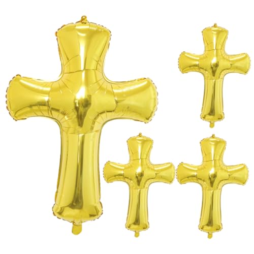 SOLUSTRE 4Stücke Taufballons Kreuzförmige Folienballons Für Babyparty Dekoration Goldene Aluminiumballons Taufen Erstkommunion Und Feiern Einfache Handhabung Mit Luft SOLUSTRE 4Stücke Taufballons Kreuzförmige Folienballons Für Babyparty Dekoration Goldene Aluminiumballons Taufen Erstkommunion Und Feiern Einfache Handhabung Mit Luft von SOLUSTRE