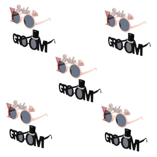 SOLUSTRE 5 Sätze Hochzeitsbrillen Für Lustige Partybrille Für Junggesellenabschied Fotorequisiten Für Hochzeiten Langlebiges Design Aus Kunststoff 2 Stücke * 5 von SOLUSTRE