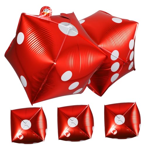 SOLUSTRE 5 Stück Ballon wand polsterung deckenverkleidung Versiegelte Ballons für Folienballons würfeln klein Ballons für Würfelpartys folienballons Aluminiumfolie rot von SOLUSTRE