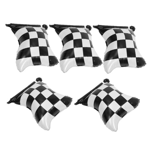 SOLUSTRE 5 Stück Folienballons Schachbrettmuster Rennflagge Geburtstag Partydekorationen Checkered Racing Flag Balloons für Indoor und Outdoor Rennmottoparty SOLUSTRE 5 Stück Folienballons Schachbrettmuster Rennflagge Geburtstag Partydekorationen Checkered Racing Flag Balloons für Indoor und Outdoor Rennmottoparty von SOLUSTRE