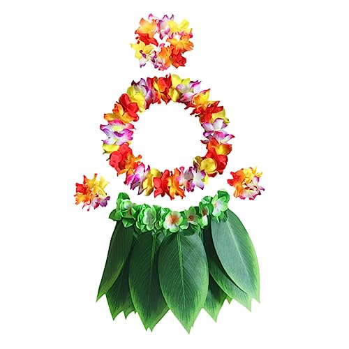 SOLUSTRE 5 Stück Hawaiian Luau Kostüm Set Teilig Tropischer Blattrock mit Grünem Rand Lebensnaher Blumenkranz Haarband für Erwachsene Wiederverwendbar Bequem für Sommerpartys und SOLUSTRE 5 Stück Hawaiian Luau Kostüm Set Teilig Tropischer Blattrock mit Grünem Rand Lebensnaher Blumenkranz Haarband für Erwachsene Wiederverwendbar Bequem für Sommerpartys und von SOLUSTRE
