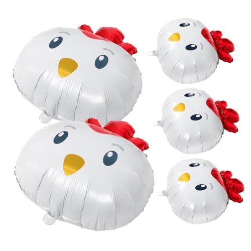 SOLUSTRE 5 Stück Küken-ballon Alles Zum Geburtstag Ballons Geburtstagsballons Aus Aluminium Aufblasbare Nutztiere Luftballons Zum Thema Bauernhof -huhn- Aluminiumfolie von SOLUSTRE
