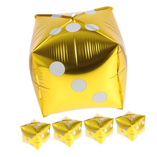 SOLUSTRE 5 Stück Teiliges Würfelballon aus Aluminiumfolie für Hochzeiten und Geburtstagsfeiern Goldene Würfelform Dekoration für Spielabende und Partys SOLUSTRE 5 Stück Teiliges Würfelballon aus Aluminiumfolie für Hochzeiten und Geburtstagsfeiern Goldene Würfelform Dekoration für Spielabende und Partys von SOLUSTRE