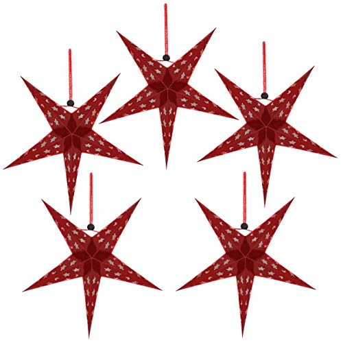 SOLUSTRE 5 Stücke Papierstern Lampenschirm 45cm Papier Weihnachtssterne Lampenschirm 3D Leuchtstern Fensterdeko Stern Weihnachten Lampenschirm Christbaumspitze für Neujahr Silvester Party Deko von SOLUSTRE