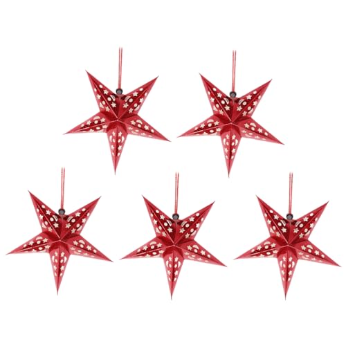 SOLUSTRE 5 Stücke Rot Papierstern Lampe 45cm Papier Weihnachtssterne mit Beleuchtung 3D Leuchtstern Fensterdeko Stern Weihnachten Beleuchtet Christbaumspitze für Neujahr Silvester Party Deko SOLUSTRE 5 Stücke Rot Papierstern Lampe 45cm Papier Weihnachtssterne mit Beleuchtung 3D Leuchtstern Fensterdeko Stern Weihnachten Beleuchtet Christbaumspitze für Neujahr Silvester Party Deko von SOLUSTRE