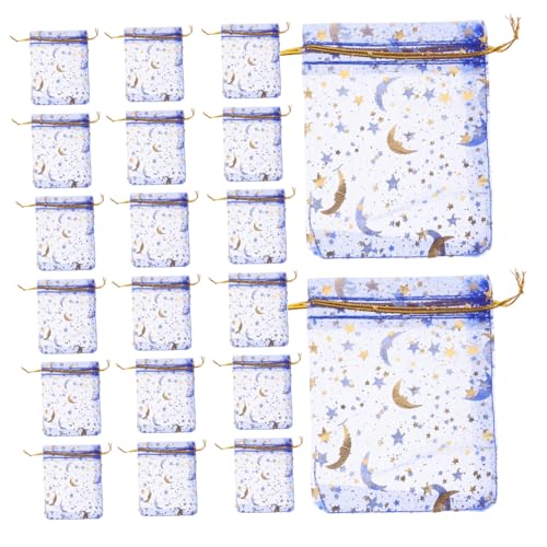 SOLUSTRE 50 Stück Kleine Blaue Organzasäckchen mit Mond Stern Muster Robustem Zugband Vielseitig für Schmuck Süßigkeiten Kosmetik Geschenkbeutel für Hochzeit Party Geburtstag und Besondere SOLUSTRE 50 Stück Kleine Blaue Organzasäckchen mit Mond Stern Muster Robustem Zugband Vielseitig für Schmuck Süßigkeiten Kosmetik Geschenkbeutel für Hochzeit Party Geburtstag und Besondere von SOLUSTRE