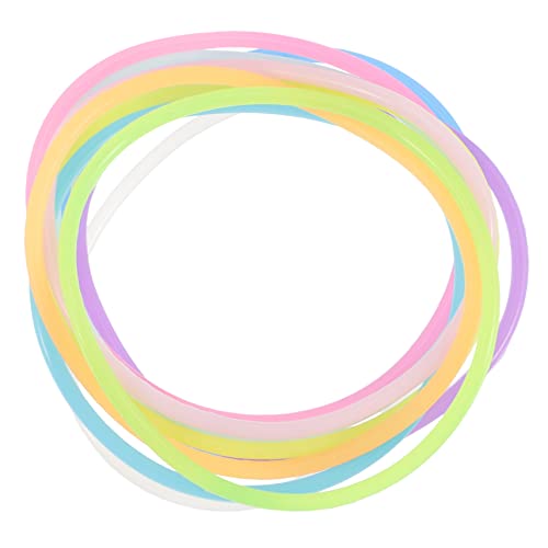 SOLUSTRE 50Stücke Silikon Armbänder Leuchtendes Jelly Armband Für Haargummis Und Partygeschenke Elastische Handgelenkband Mit Bunten Farben Nachtleuchtend Und Hautfreundlich von SOLUSTRE