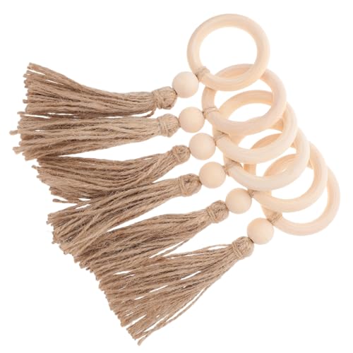 SOLUSTRE 6 Stück Rustikale Serviettenringe mit Holzperlen und Quasten Boho-Stil Dekorative Napkin Holder für Hochzeit Party Halloween und Festliche Tischdekoration SOLUSTRE 6 Stück Rustikale Serviettenringe mit Holzperlen und Quasten Boho-Stil Dekorative Napkin Holder für Hochzeit Party Halloween und Festliche Tischdekoration von SOLUSTRE