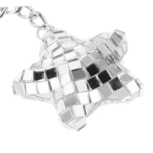 SOLUSTRE 6 Stück Spiegel Schlüsselanhänger Sternförmiger Disco Ball Anhänger Reflektierend Retro Party Deko Sicherheits-reflektor Glas-Design für Nachtspaziergänge von SOLUSTRE