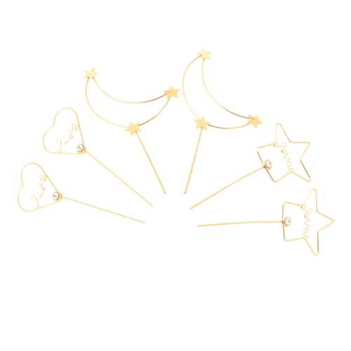 SOLUSTRE 6 Stück Teiliges Cake Topper Set aus Goldenem mit Mond Stern und Herz Kreative Tortendeko für Geburtstag Hochzeitstorten und Party Sichere Kuchenstecker für Stilvolle SOLUSTRE 6 Stück Teiliges Cake Topper Set aus Goldenem mit Mond Stern und Herz Kreative Tortendeko für Geburtstag Hochzeitstorten und Party Sichere Kuchenstecker für Stilvolle von SOLUSTRE