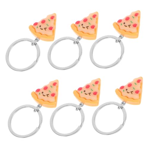 SOLUSTRE 6 Stück Teiliges Pizza Schlüsselanhänger aus Resin und Legierung Realistische Food Anhänger Kreative Taschenanhänger für Partygeschenke und Vielseitige Dekorationen von SOLUSTRE