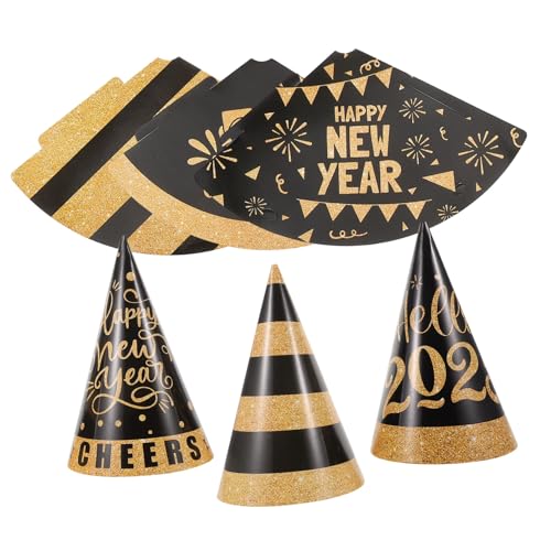 SOLUSTRE 6 Stück Teiliges Schwarz Goldene Papier Partyhüte mit Elastischem Band Leichte Geburtstags und Silvesterhüte für Erwachsene Vielseitige Neujahrs und Festtagsdekoration SOLUSTRE 6 Stück Teiliges Schwarz Goldene Papier Partyhüte mit Elastischem Band Leichte Geburtstags und Silvesterhüte für Erwachsene Vielseitige Neujahrs und Festtagsdekoration von SOLUSTRE