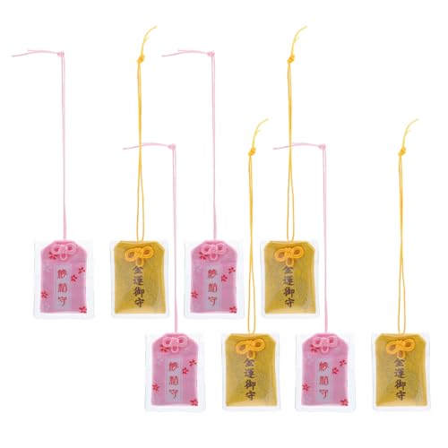 SOLUSTRE 8 Sätze Japanische Omamori Glücksbringer aus Besticktem Brokatstoff Traditionelles Amulett für Gesundheit Wohlstand Schutz Vielseitiger Anhänger für Auto Rucksack Wanddekoration von SOLUSTRE