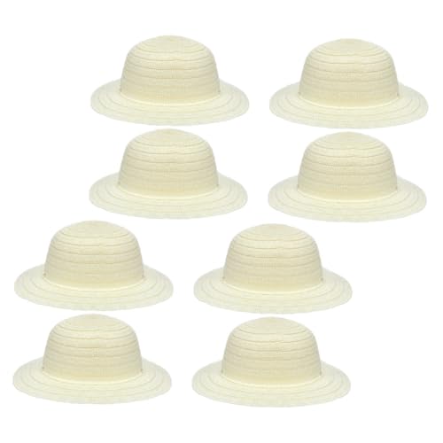 SOLUSTRE 8 Stück Teiliges DIY Strohhüte Weiße Blanko Hüte zum Bemalen und Dekorieren Kreative Handwerksmaterialien für Indoor Partys und Outdoor für Mädchen und Familienaktivitäten von SOLUSTRE