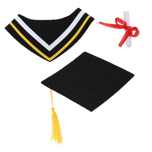 SOLUSTRE Abschlussbär-Outfit Abschluss Stofftiere Grad-Hut- Kleidung für Stofftiere Stofftierkleidung Mini-Abschlusskappen für Stofftiere winziges Abschluss-Stofftier Papier Yellow von SOLUSTRE
