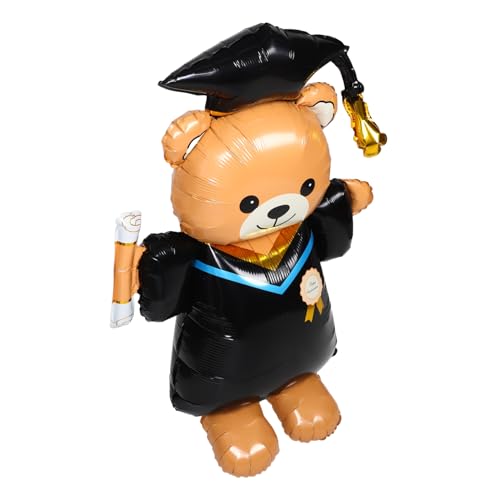 SOLUSTRE Abschlussbärballon Vorschulabschlussballons College-abschlussdekorationen Abschluss Luftballons Zum Abschlusstag Cartoon-tier-ballon Grad Ballons Black Aluminiumfolie von SOLUSTRE