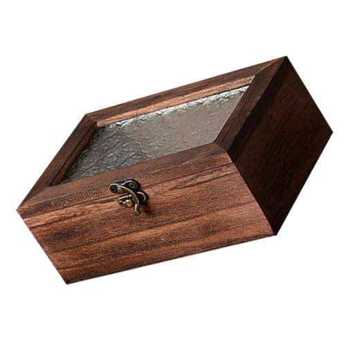 SOLUSTRE Aufbewahrungsbox Aus Holz Mit Glasfenster Und Schnalle Kompakte Schmuckschatulle Für Damen Dekorative Holzbox Zur Schmuckaufbewahrung Für Kommode Und SOLUSTRE Aufbewahrungsbox Aus Holz Mit Glasfenster Und Schnalle Kompakte Schmuckschatulle Für Damen Dekorative Holzbox Zur Schmuckaufbewahrung Für Kommode Und von SOLUSTRE