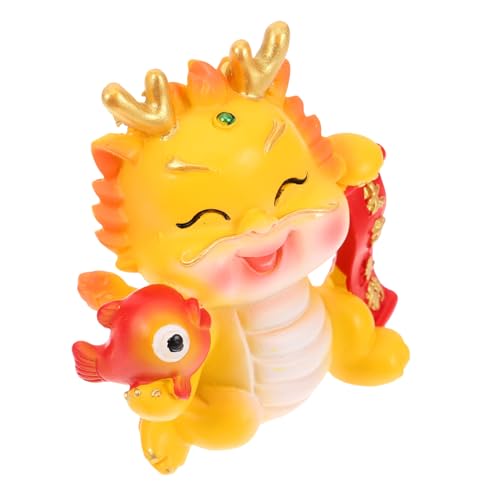SOLUSTRE Chinesische Drachenfigur Resin Tierkreiszeichen Ornament Schreibtischdekoration Cartoon Stil Langlebig Sicher für Neujahrsfest von SOLUSTRE