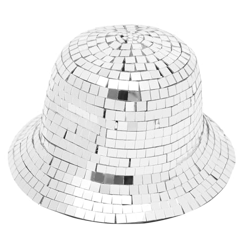 SOLUSTRE Disco Pailletten Fischerhut Damen Spiegel Cowgirl Partyhut Unisex Modisch Bequem Leicht für Freizeit Tanz Foto Requisite von SOLUSTRE