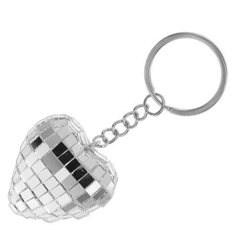 SOLUSTRE Disco-Schlüsselanhänger Glitzer-Herz-Schlüsselanhänger Disco-Motto-Partydekorationen mini schlüsselanhänger valentinstag herzförmige Discokugeln Spiegelkugelverzierung von SOLUSTRE