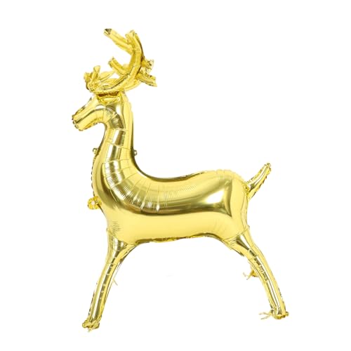 SOLUSTRE Dreidimensionaler Elchballon Weihnachten Weihnachtsfeier Braun Party weihnachtsballons folie Elch Ballon Ballondekoration Rentier-Ballons Hirsch Ballons Aluminiumfolie Golden von SOLUSTRE