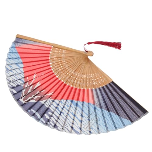 SOLUSTRE Faltender Seidenfächer aus mit Japanischem Muster Vintage Handfächer für Tanz und Dekoration als Partygeschenk für Fotografie von SOLUSTRE