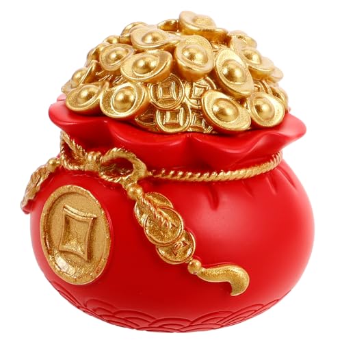 SOLUSTRE Feng-Shui-Statue Als Schatzbecken-Ornament Geldbeutel-Dekoration Für Heimbüro Erfolgsfigur Aus Harz Miniatur-Statue Für Innendekoration Chinesisches Festdekor Als Tischornament von SOLUSTRE