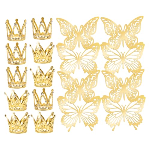 SOLUSTRE Goldene Krone und Schmetterling Dekoration Leichte Langlebige Blumenstrauß und Kuchendeko für Hochzeit Geburtstag Party Romantische Atmosphäre Schaffen SOLUSTRE Goldene Krone und Schmetterling Dekoration Leichte Langlebige Blumenstrauß und Kuchendeko für Hochzeit Geburtstag Party Romantische Atmosphäre Schaffen von SOLUSTRE