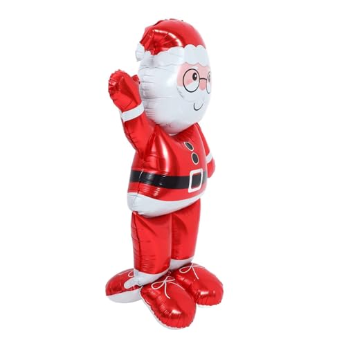 SOLUSTRE Großer Stehender Weihnachtsmann Folienballon Aus Aluminiumfolie Für Weihnachtsfeier Dekoration Wiederverwendbar Festliche Party Deko von SOLUSTRE