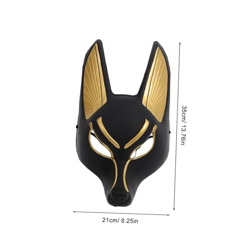 SOLUSTRE Halloween Cosplay Anubis Maske mit Kerchief Gruseliges Ägyptisches Totengott Kostüm Vintage Stil Party Maske für Erwachsene für Halloween Karneval und Maskerade von SOLUSTRE