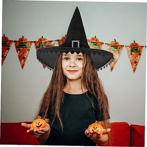 SOLUSTRE Halloween Hexenhut Damen Cosplay Partyhut mit Dekorativer Spitze Leichter Nonwoven Material Vielseitig für Halloween Kostümfest und Bühnenauftritte von SOLUSTRE