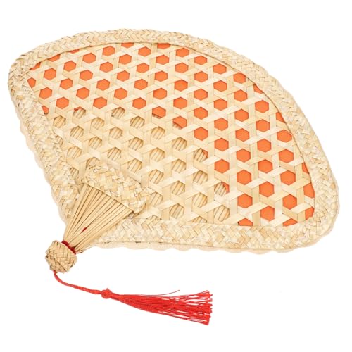 SOLUSTRE Handgefertigter Weidenstroh Fächer Rustikaler Handventilator für Sommerlicher Kühlfächer für Draußen Traditionelles Design Rot für Heiße SOLUSTRE Handgefertigter Weidenstroh Fächer Rustikaler Handventilator für Sommerlicher Kühlfächer für Draußen Traditionelles Design Rot für Heiße von SOLUSTRE