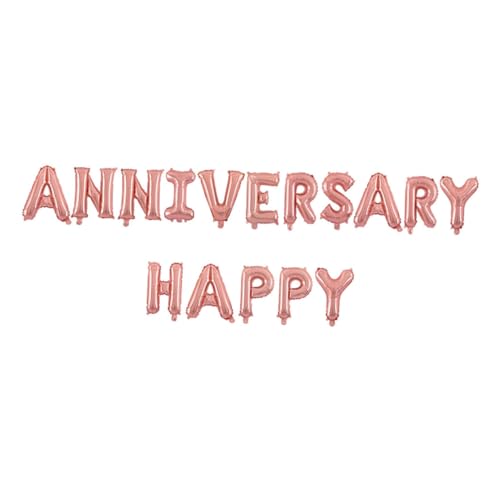 SOLUSTRE Happy Anniversary Aluminium Folienballons Set Dekorative Luftballons in Roségold für Hochzeitsfeier Partydeko Schlafzimmer Wohnzimmer Outdoor Teilig von SOLUSTRE
