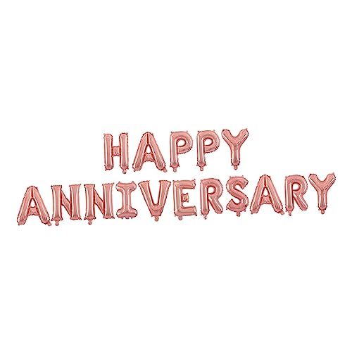 SOLUSTRE Happy Anniversary Folienballons Set Roségold für Hochzeitsfeiern Dekorative Aluminium Folienballons für Jubiläums und Geburtstagsfeiern von SOLUSTRE
