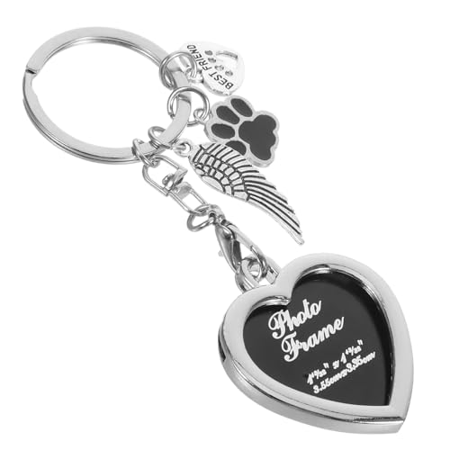 SOLUSTRE Haustier -Fotorahmenschlüsselkette Tierfotorahmen Hunde-Gedenk-Schlüsselanhänger Gedenkbilderrahmen für Haustier Hund Schlüsselanhänger Pet Memory Frame Zinklegierung Silver von SOLUSTRE