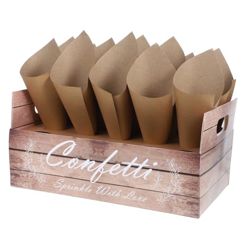 SOLUSTRE Hochzeits Konfetti Papierkegel Set mit Fach Faltbarem Kegelhalter und Holzmaserung Tablett für Party Dekoration Konfetti Blüten Wiederverwendbar und Platzsparend SOLUSTRE Hochzeits Konfetti Papierkegel Set mit Fach Faltbarem Kegelhalter und Holzmaserung Tablett für Party Dekoration Konfetti Blüten Wiederverwendbar und Platzsparend von SOLUSTRE