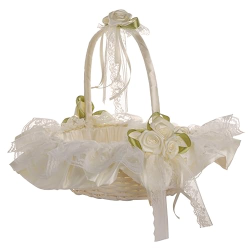 SOLUSTRE Hochzeitsblumenkorb aus Spitzenstoff Romantischer Blumenmädchenkorb für Zeremonie Geeignet für Blumen Blütenblätter Candy Dekoration bei Hochzeit Party und Festlichen Anlässen SOLUSTRE Hochzeitsblumenkorb aus Spitzenstoff Romantischer Blumenmädchenkorb für Zeremonie Geeignet für Blumen Blütenblätter Candy Dekoration bei Hochzeit Party und Festlichen Anlässen von SOLUSTRE
