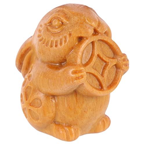 SOLUSTRE Holzanhänger Kaninchen Geschnitzter Feng Shui Hase DIY Schlüsselanhänger Taschenanhänger Holzfigur Zubehör von SOLUSTRE