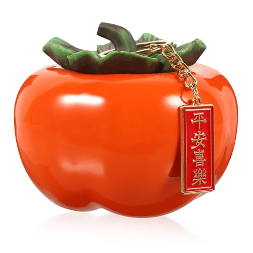 SOLUSTRE Keramik Kakipflaume Aufbewahrungsglas Snackdose Tischdekoration Neujahrs Ornament für Wohnzimmer und Büro von SOLUSTRE
