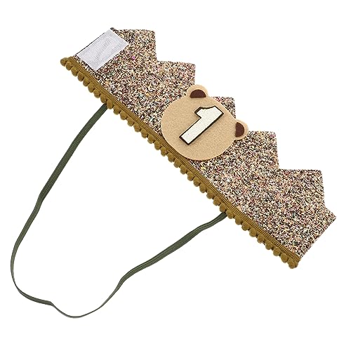 SOLUSTRE Kindergeburtstag Krone Haarband Geburtstag Partyhut mit Rutschfester Kordel Weiches Filzmaterial Komfortable Kopfbedeckung für Fotoshooting und Feier Braun Bär Design von SOLUSTRE