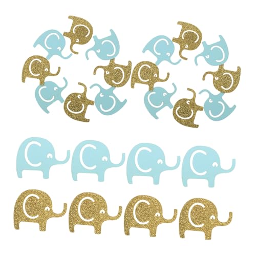 SOLUSTRE Konfetti Shower Papierstreu Deko Niedliche Elefantenform Leichtes Papiermaterial Sicher und Tragbar für Babyparty Tischdekoration und Geschenkanhänger Gold Blau Beutel von SOLUSTRE