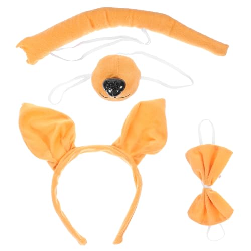 SOLUSTRE Kostümset Kuscheliger Tier Haarreif mit Schleife und Cosplay Zubehör für Halloween Karneval Party Flauschiges Tierkostüm mit Nasen und Ohrrequisiten für Mädchen von SOLUSTRE