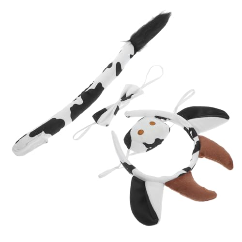 SOLUSTRE Kuh Kostüm Set Tierhaarreif Fliege und Nase für Cosplay und Partys Kreatives für Erwachsene für Verkleidung und Bühnenauftritte von SOLUSTRE